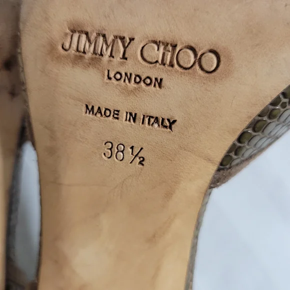 Jimmy Choo Brown Peep Toe Heels 38.5 8.5 - Picture 5 of 15